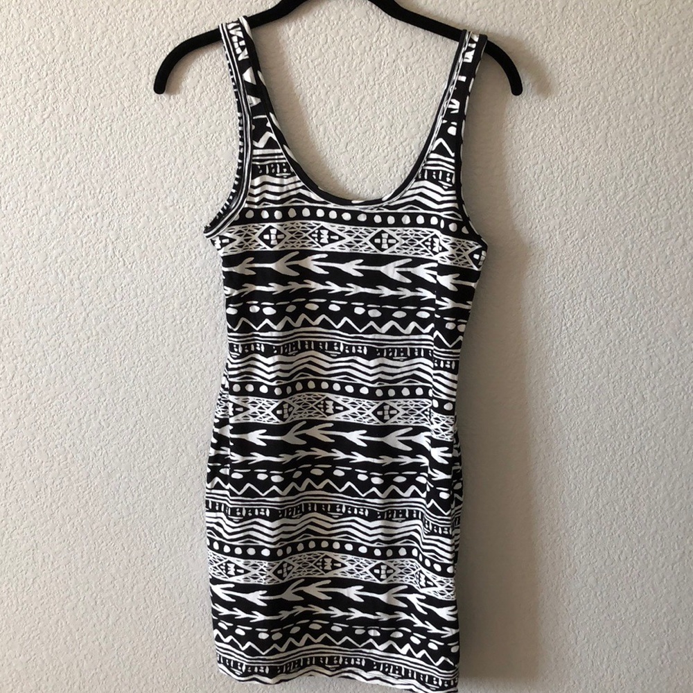PINK tribal print mini body con dress